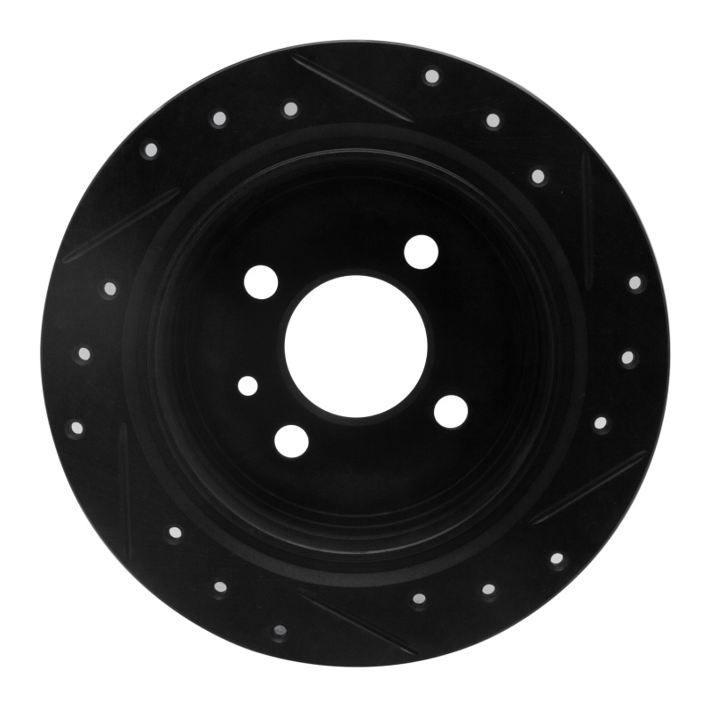 Picture of R1 84-91 BMW 325IS Rear Left Drilled & Slotted Black Brake Rotor