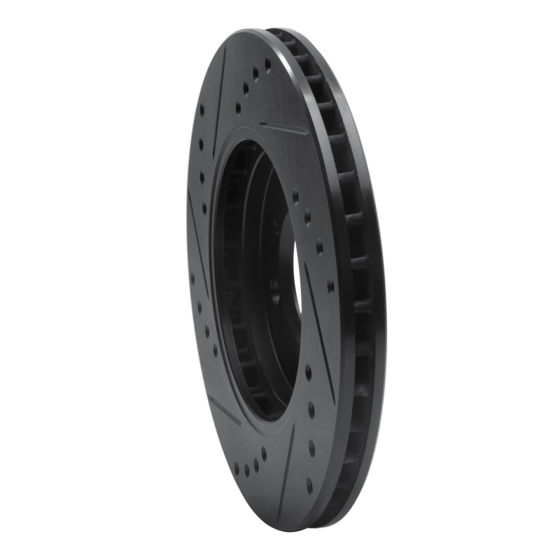 Picture of R1 84-91 BMW 325ES Front Right Drilled & Slotted Black Brake Rotor