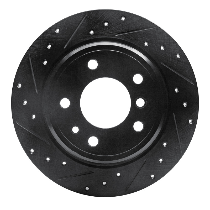 Picture of R1 89-95 BMW 530I Rear Left Drilled & Slotted Black Brake Rotor