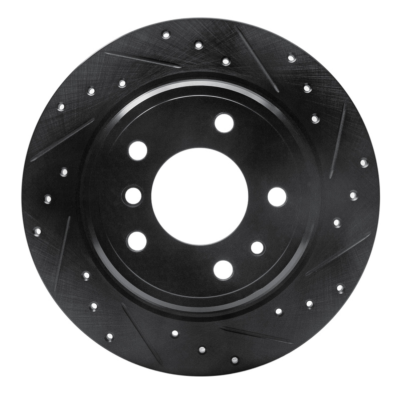 Picture of R1 89-95 BMW 525I (USA/Canada) Rear Right Drilled & Slotted Black Brake Rotor
