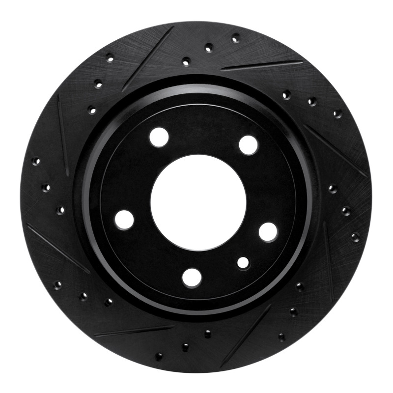 Picture of R1 88-94 BMW 750IL Rear Left Drilled & Slotted Black Brake Rotor