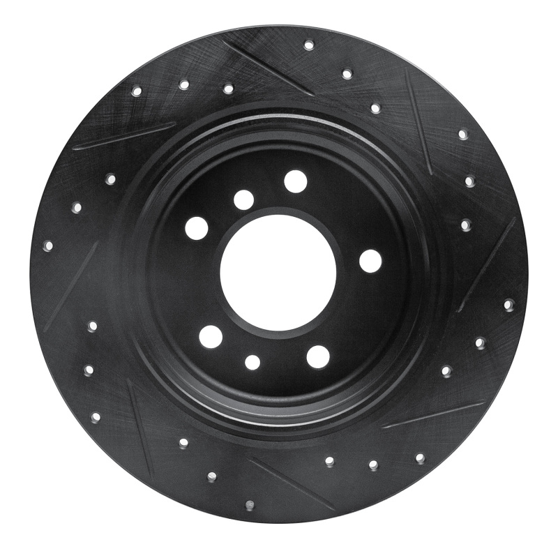 Picture of R1 89-95 BMW 530I Rear Left Drilled & Slotted Black Brake Rotor
