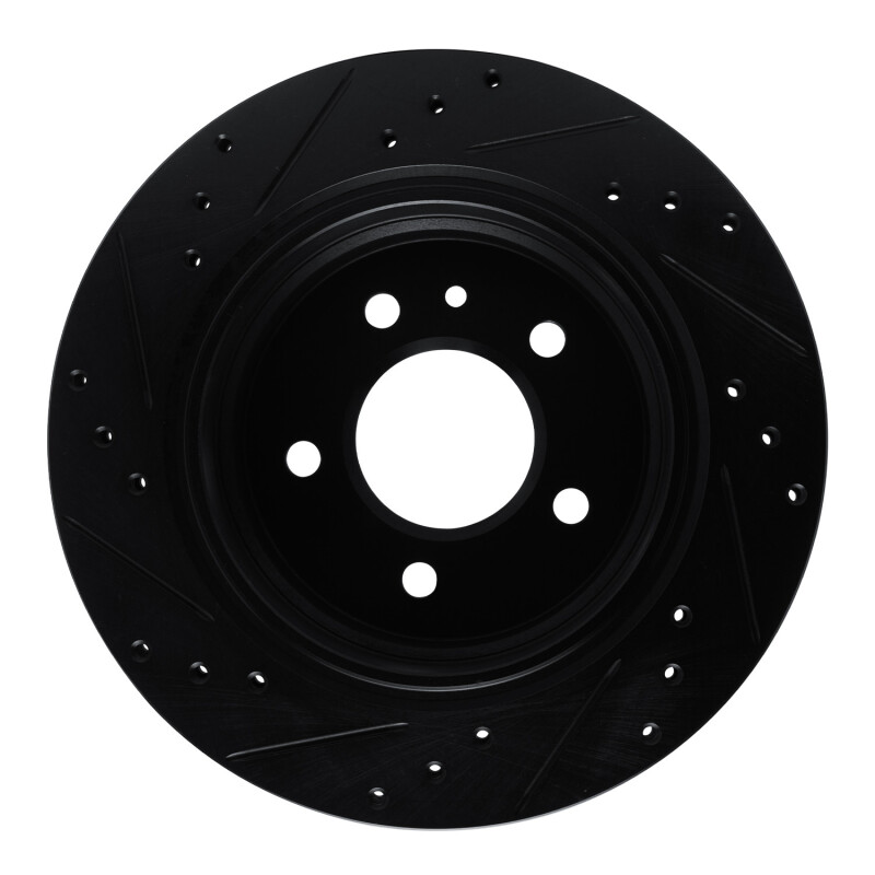 Picture of R1 88-94 BMW 750IL Rear Right Drilled & Slotted Black Brake Rotor