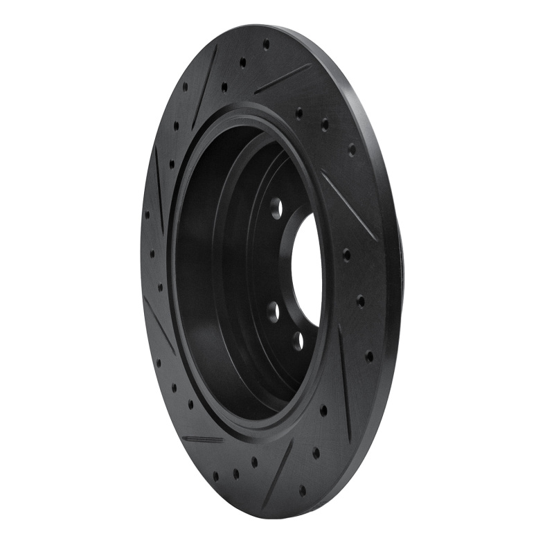 Picture of R1 89-95 BMW 525I (USA/Canada) Rear Right Drilled & Slotted Black Brake Rotor