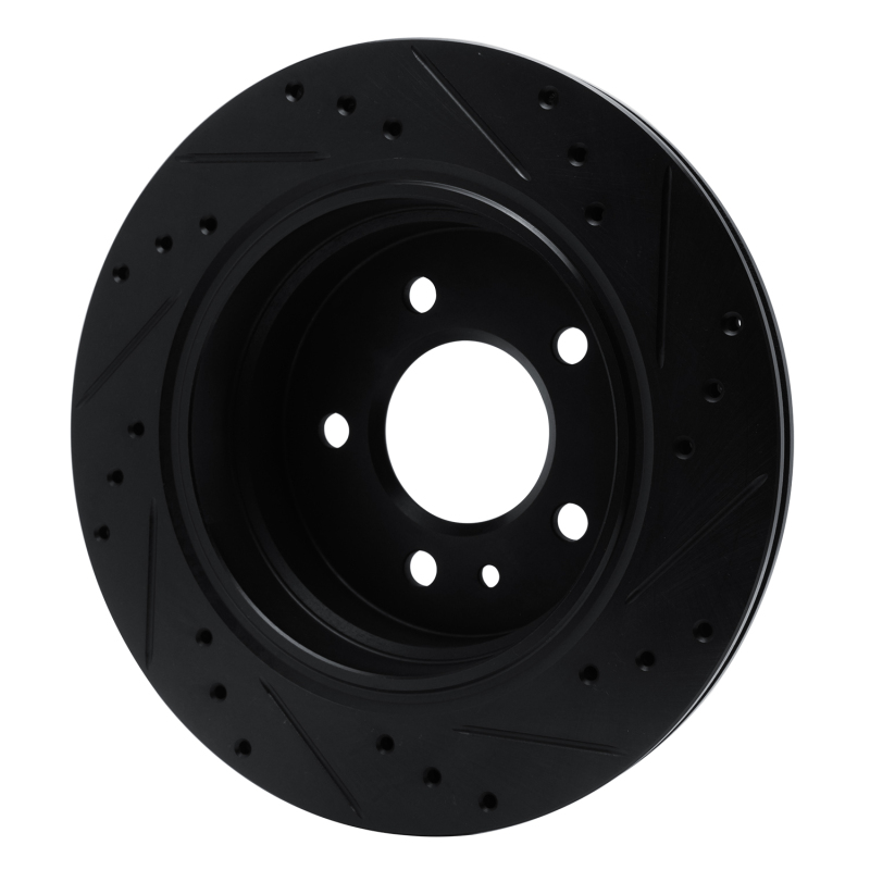Picture of R1 88-94 BMW 750IL Rear Left Drilled & Slotted Black Brake Rotor