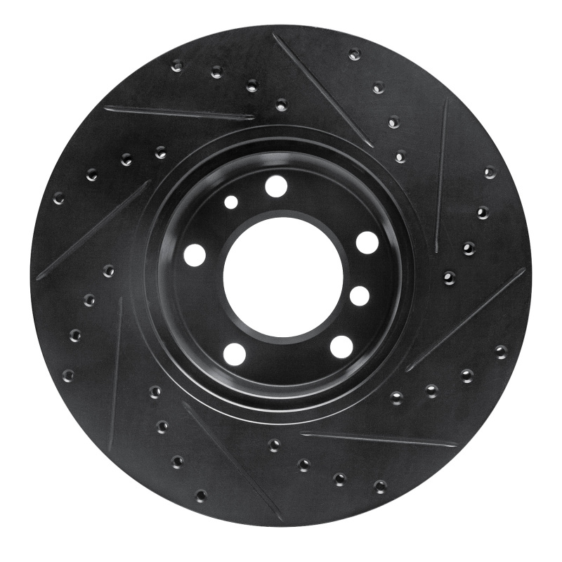 Picture of R1 89-95 BMW 530I Front Left Drilled & Slotted Black Brake Rotor