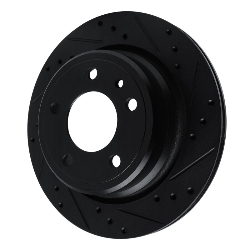 Picture of R1 88-94 BMW 750IL Rear Right Drilled & Slotted Black Brake Rotor