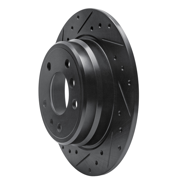 Picture of R1 89-95 BMW 530I Rear Left Drilled & Slotted Black Brake Rotor