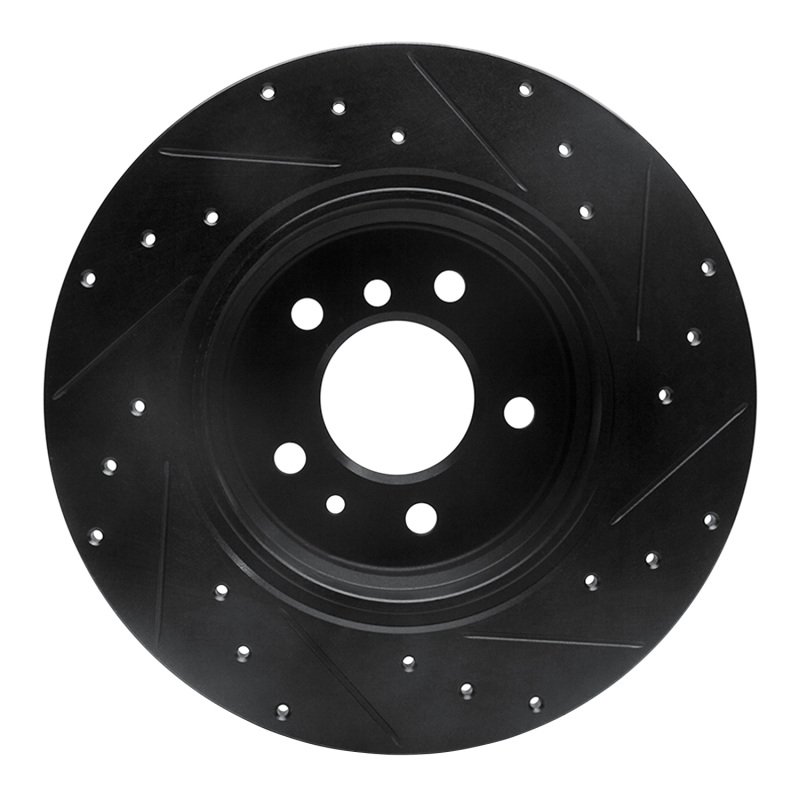 Picture of R1 91-01 BMW 740IL Rear Left Drilled & Slotted Black Brake Rotor
