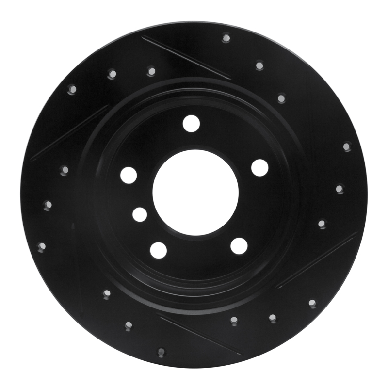 Picture of R1 91-99 BMW 325IS Rear Left Drilled & Slotted Black Brake Rotor