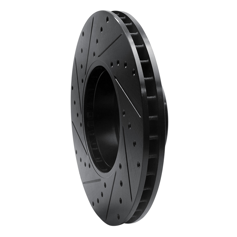 Picture of R1 91-01 BMW 850CI Front Right Drilled & Slotted Black Brake Rotor