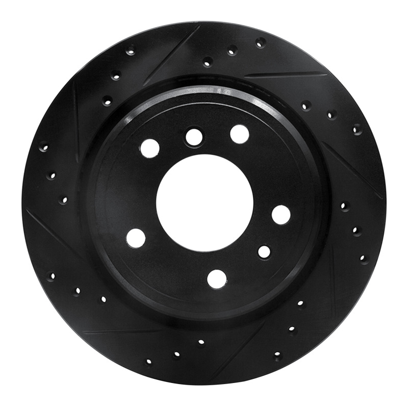 Picture of R1 91-95 BMW 540I Rear Left Drilled & Slotted Black Brake Rotor