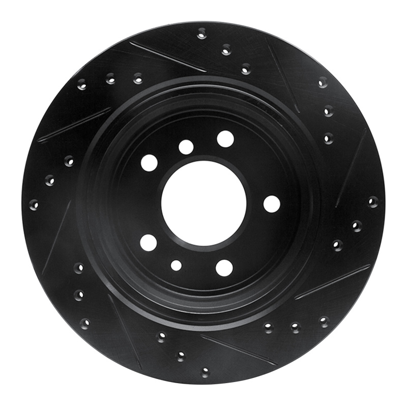 Picture of R1 91-95 BMW 540I Rear Left Drilled & Slotted Black Brake Rotor