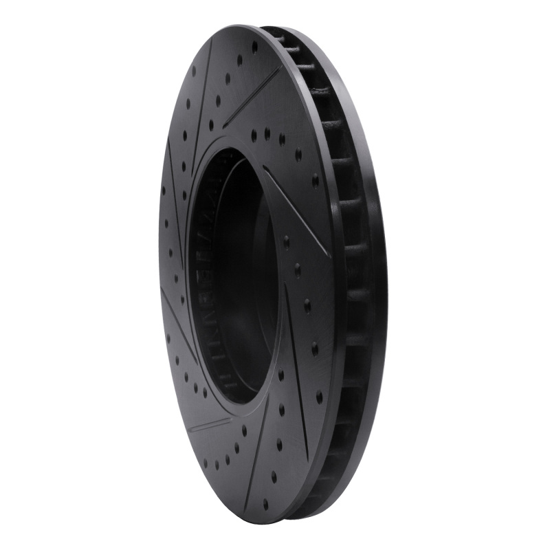 Picture of R1 95-01 BMW 750IL Front Right Drilled & Slotted Black Brake Rotor