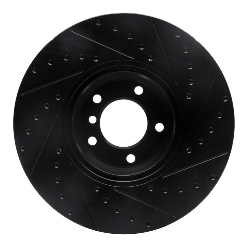 Picture of R1 95-01 BMW 750IL Front Left Drilled & Slotted Black Brake Rotor