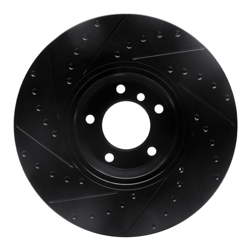 Picture of R1 95-01 BMW 750IL Front Right Drilled & Slotted Black Brake Rotor