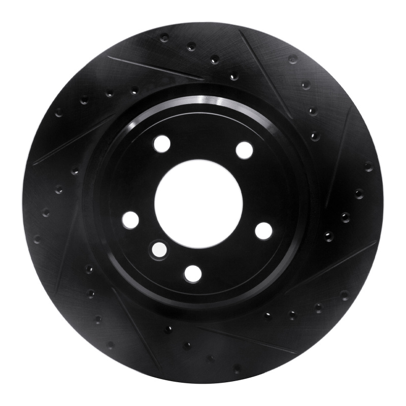 Picture of R1 95-03 BMW 750IL Rear Right Drilled & Slotted Black Brake Rotor