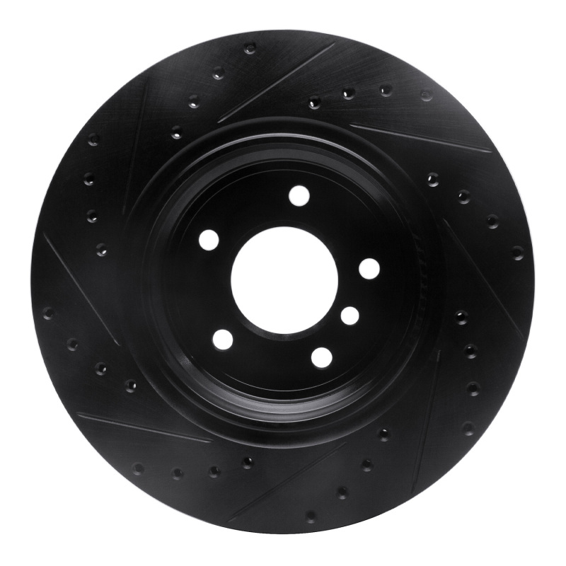Picture of R1 95-03 BMW 750IL Rear Right Drilled & Slotted Black Brake Rotor