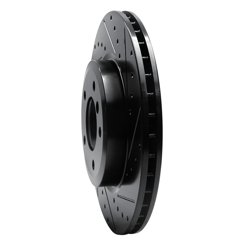 Picture of R1 01-08 BMW 330I Front Right Drilled & Slotted Black Brake Rotor