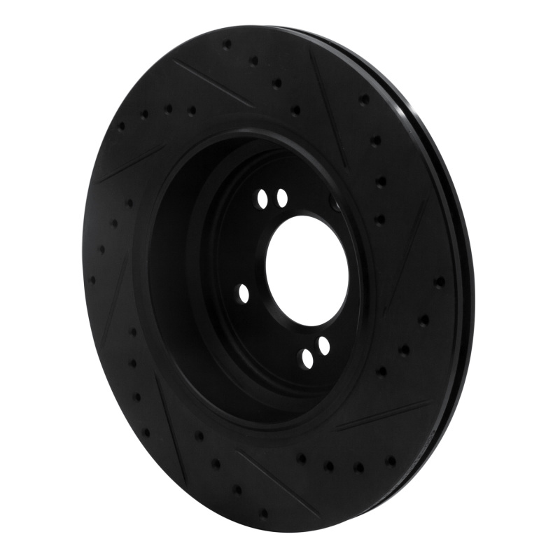 Picture of R1 00-06 BMW M5 Rear Left Drilled & Slotted Black Brake Rotor