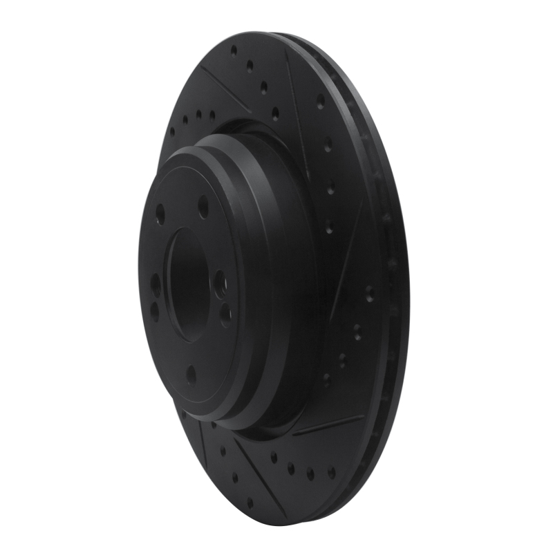 Picture of R1 00-06 BMW M3 Rear Right Drilled & Slotted Black Brake Rotor