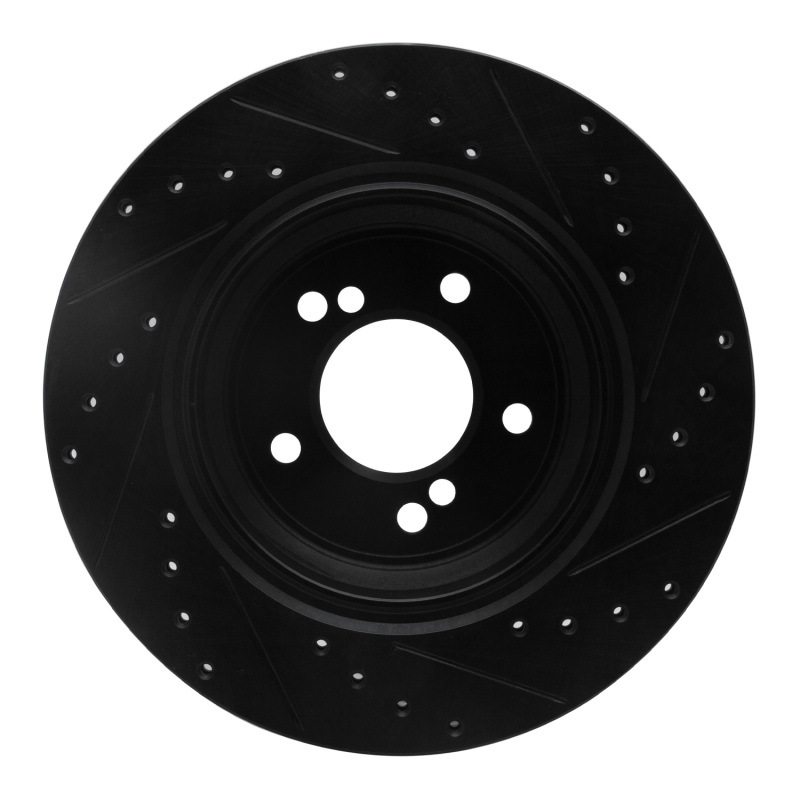 Picture of R1 00-06 BMW M5 Rear Left Drilled & Slotted Black Brake Rotor