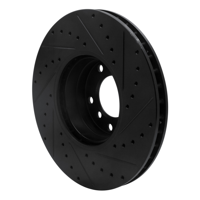 Picture of R1 00-03 BMW 540I Front Left Drilled & Slotted Black Brake Rotor
