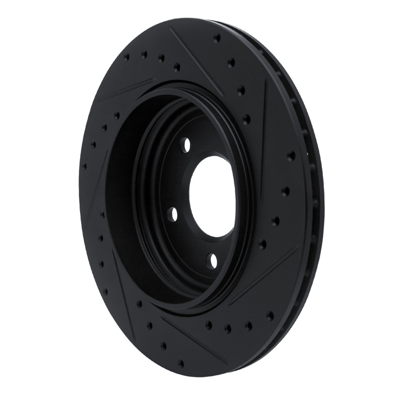 Picture of R1 01-06 BMW 330CI Rear Left Drilled & Slotted Black Brake Rotor