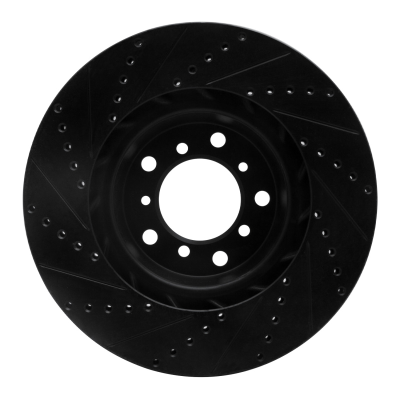 Picture of R1 01-06 BMW M3 Left Front Drilled & Slotted Black Brake Rotor