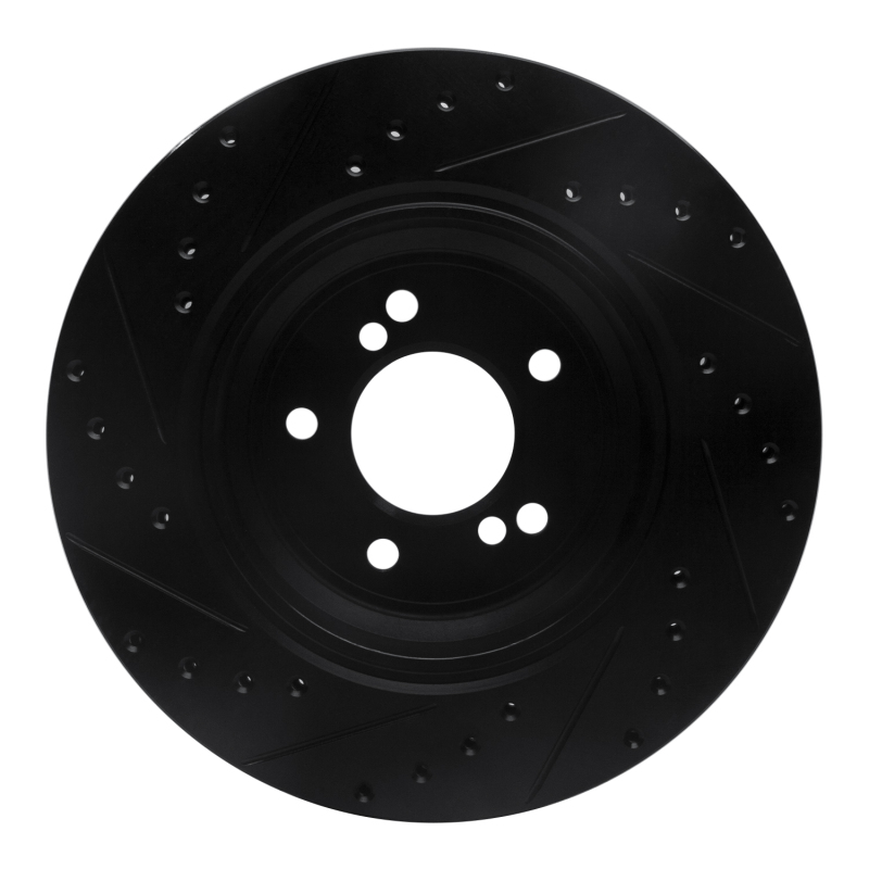 Picture of R1 00-06 BMW M3 Rear Right Drilled & Slotted Black Brake Rotor