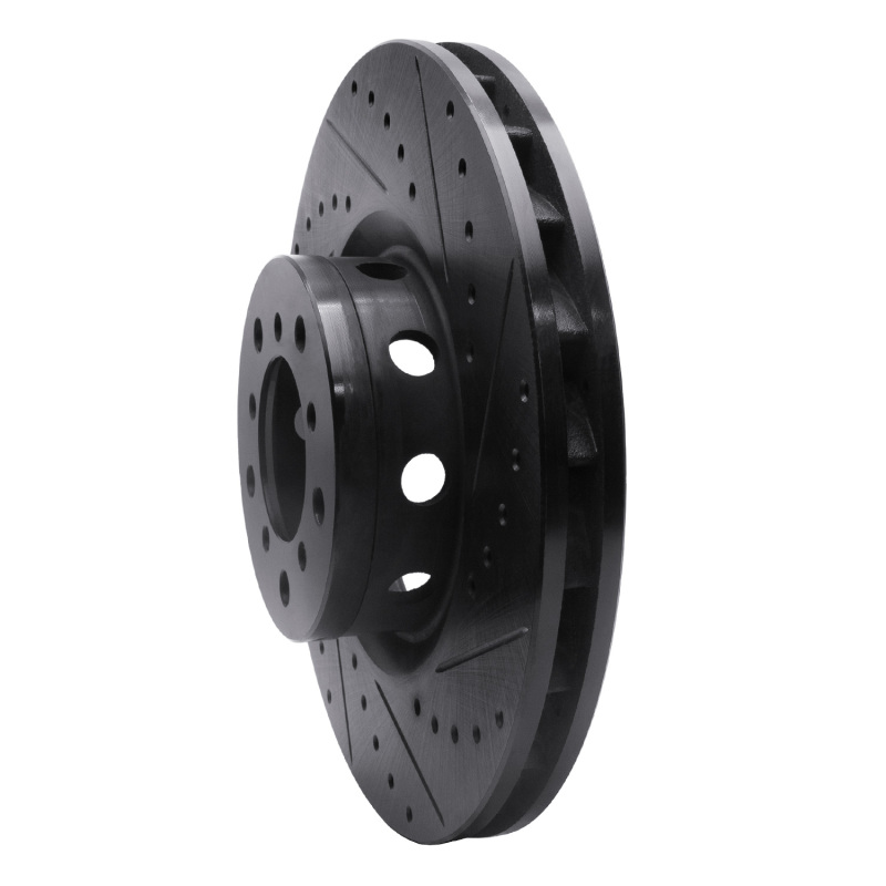 Picture of R1 00-03 BMW M5 Left Front Drilled & Slotted Black Brake Rotor