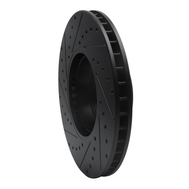 Picture of R1 00-03 BMW 530I Front Right Drilled & Slotted Black Brake Rotor