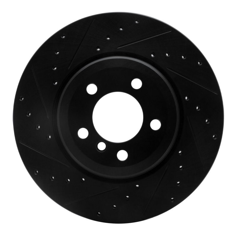 Picture of R1 02-05 BMW 760LI Rear Left Drilled & Slotted Black Brake Rotor