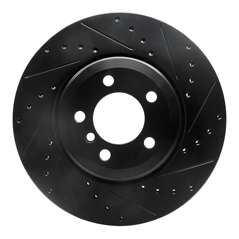 Picture of R1 02-05 BMW 745LI Rear Right Drilled & Slotted Black Brake Rotor