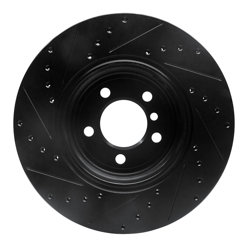 Picture of R1 02-05 BMW 745LI Rear Right Drilled & Slotted Black Brake Rotor