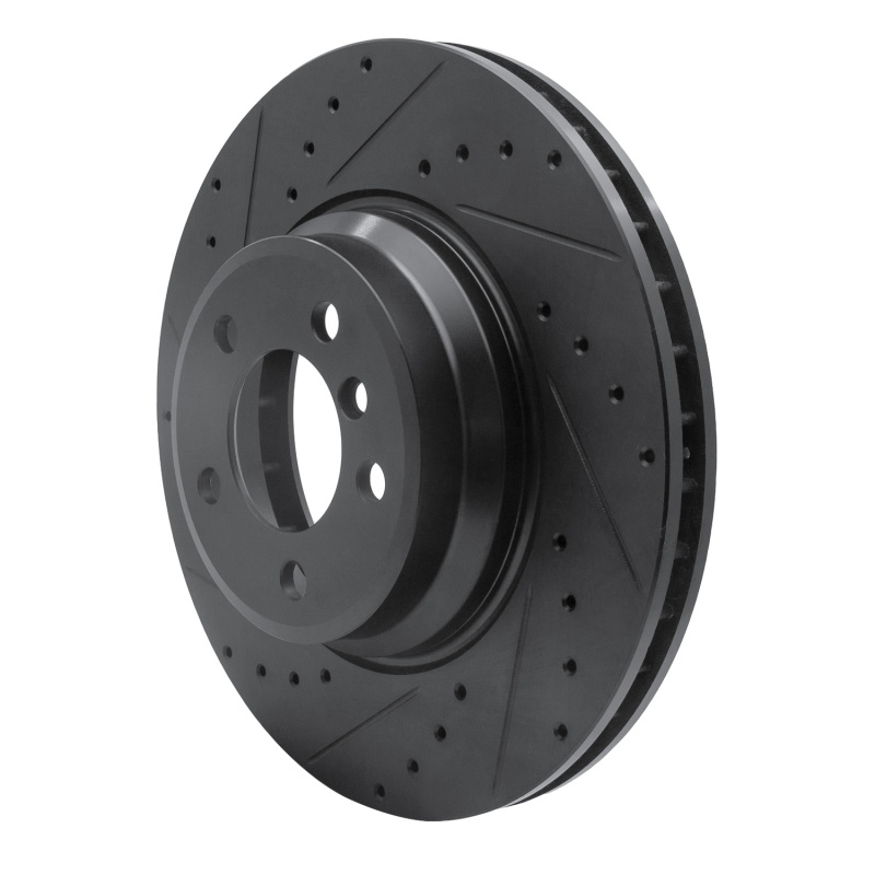 Picture of R1 02-08 BMW 745LI Front Left Drilled & Slotted Black Brake Rotor