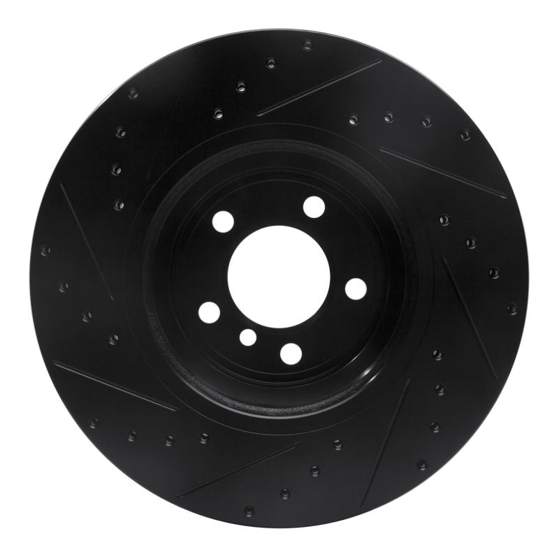 Picture of R1 02-08 BMW 760LI Front Right Drilled & Slotted Black Brake Rotor