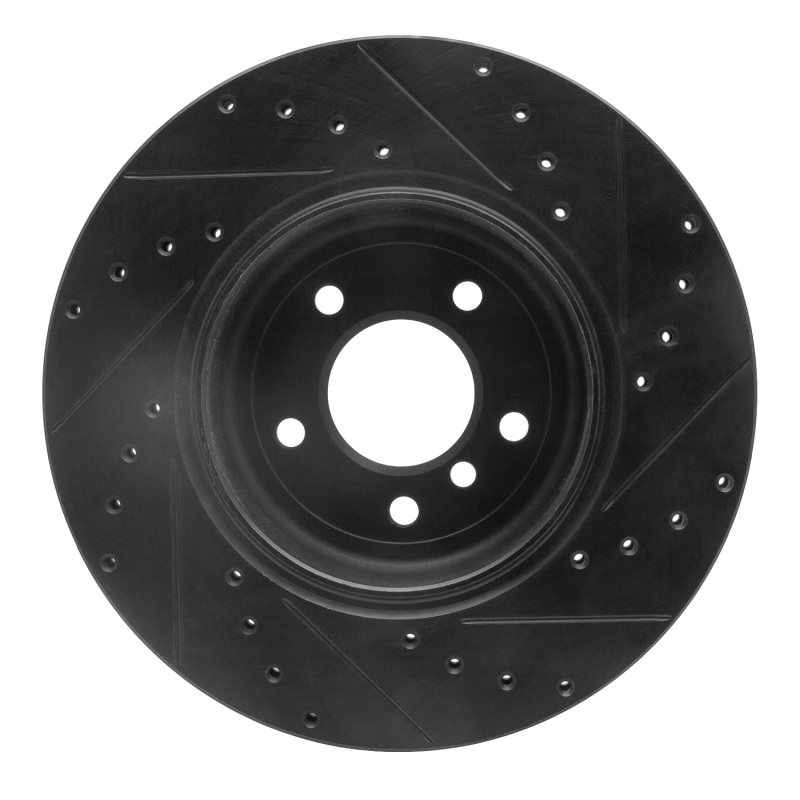 Picture of R1 04-10 BMW 535I Rear Left Drilled & Slotted Black Brake Rotor