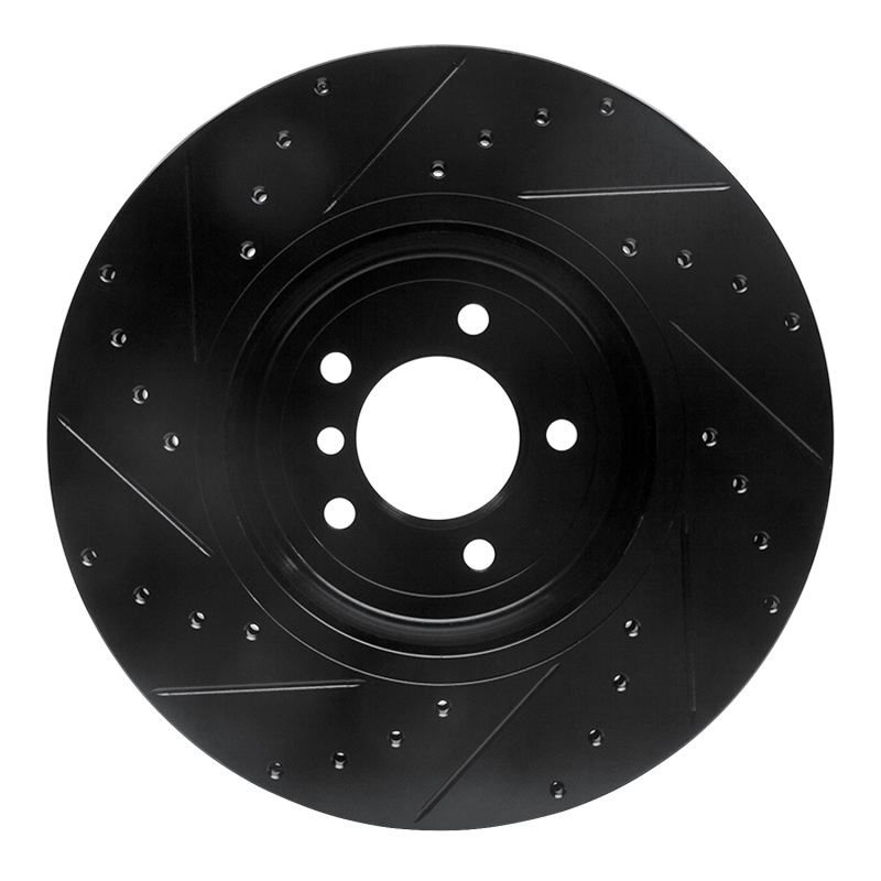 Picture of R1 04-10 BMW 650I Convertible Front Right Drilled & Slotted Black Brake Rotor