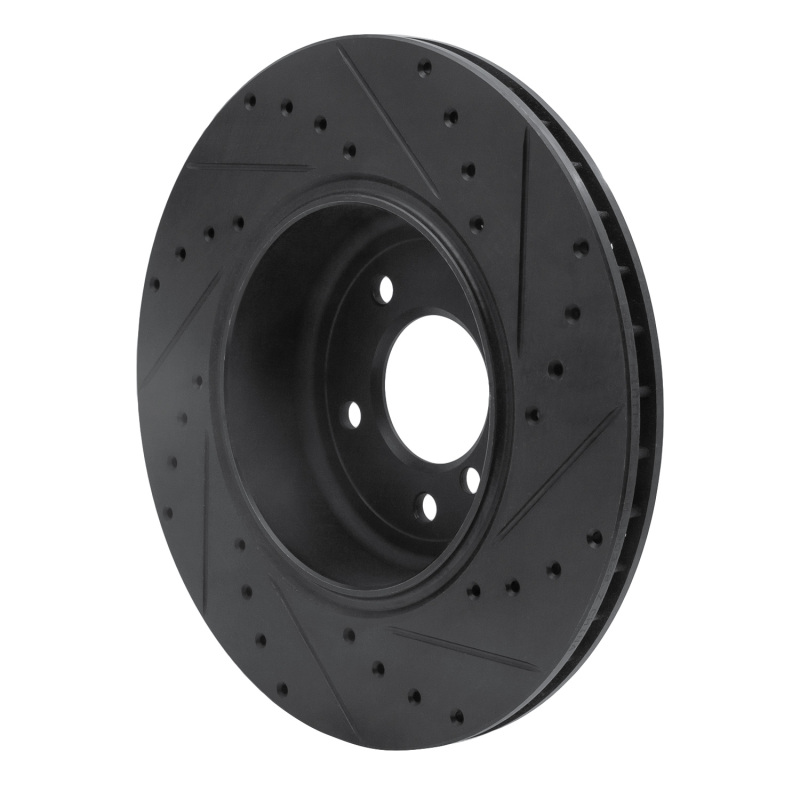 Picture of R1 04-10 BMW 535I Rear Left Drilled & Slotted Black Brake Rotor