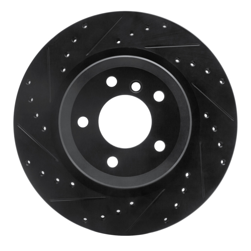 Picture of R1 06-15 BMW 335XI Rear Left Drilled & Slotted Black Brake Rotor