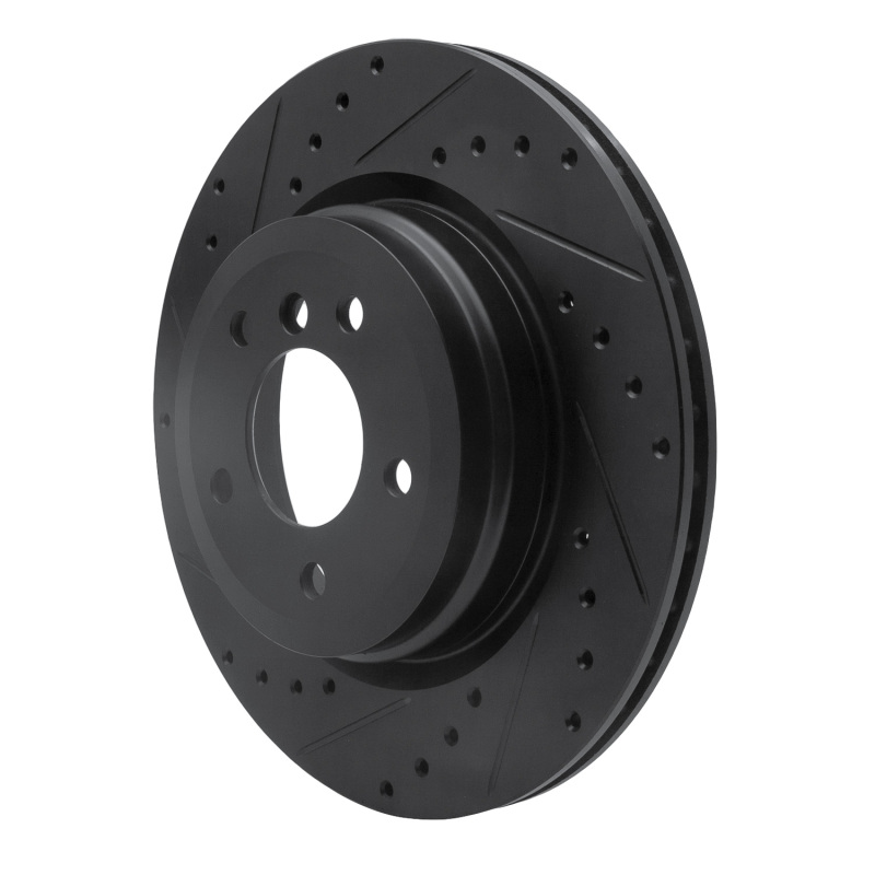 Picture of R1 06-15 BMW 335XI Rear Left Drilled & Slotted Black Brake Rotor