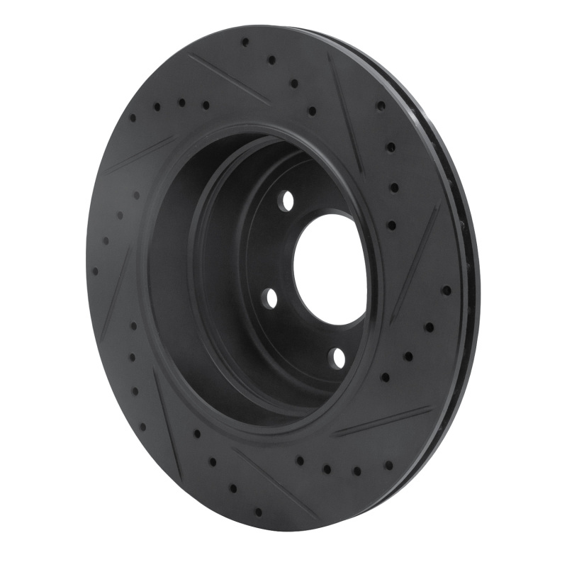 Picture of R1 06-10 BMW 528I xDrive Rear Left Drilled & Slotted Black Brake Rotor