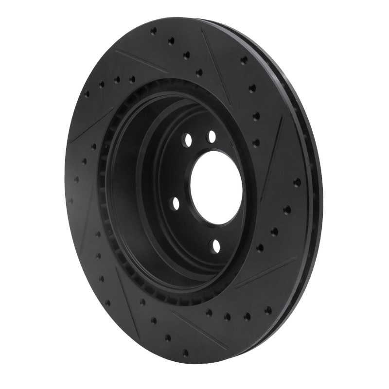 Picture of R1 06-15 BMW 335XI Rear Left Drilled & Slotted Black Brake Rotor