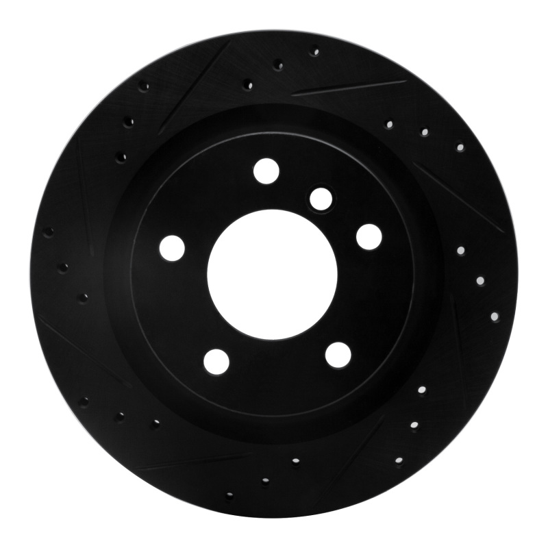 Picture of R1 08-13 BMW 128I Rear Left Drilled & Slotted Black Brake Rotor