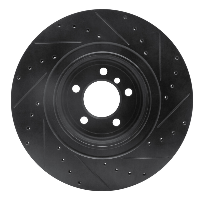 Picture of R1 07-08 BMW ALPINA B7 Rear Left Drilled & Slotted Black Brake Rotor