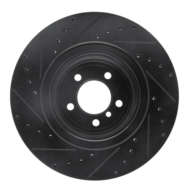 Picture of R1 07-08 BMW ALPINA B7 Rear Right Drilled & Slotted Black Brake Rotor