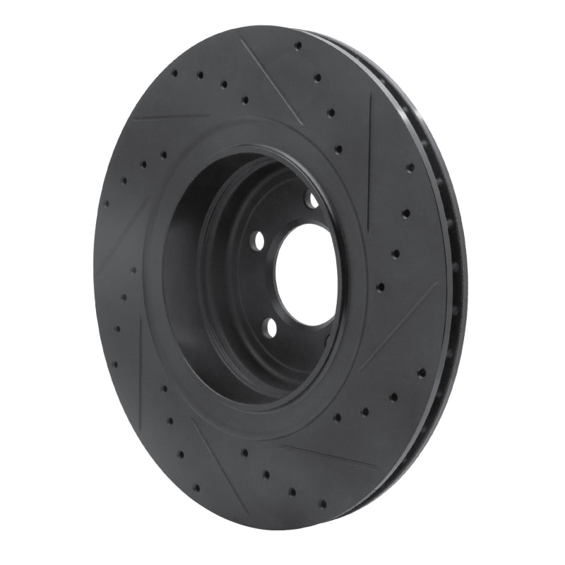 Picture of R1 07-08 BMW ALPINA B7 Rear Left Drilled & Slotted Black Brake Rotor