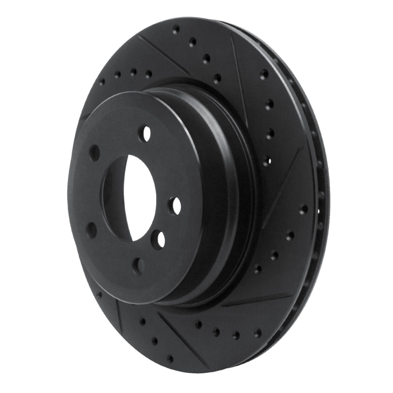 Picture of R1 08-13 BMW 135IS Rear Right Drilled & Slotted Black Brake Rotor