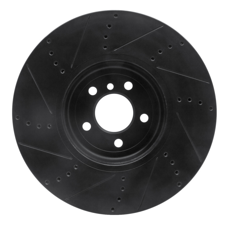 Picture of R1 09-17 BMW 550I GT Right Front Drilled & Slotted Black Brake Rotor